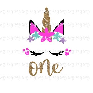 VERKOOP!! Verjaardag Eenhoorn Hoorn Mijn 1e Verjaardag Een Glitter SVG Eerste Bday Outline Baby's 1e Verjaardagsfeest Shirt SVG Decor Sign-BD141