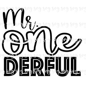 VERKOOP!! Verjaardag Mr. One derful Outline SVG First Birthday Outline Baby's 1st One Birthday Party Shirt SVG Decorations Bday Sign --BD63