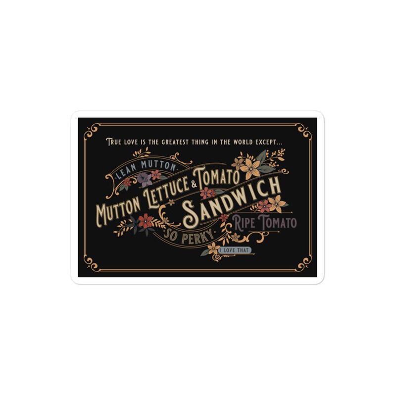 Princess Bride Mutton Lettuce & Tomato Sandwich Sticker Label Etsy