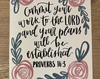 Proverbs 16:3 Scripture Art Print (Digital PDF)
