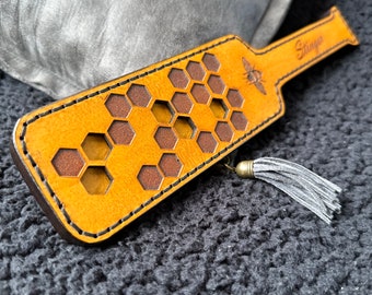 Spanking Paddle Stinger Honey Comb | Leather Paddle | Bee Stinger Paddle | Bdsm Spanking