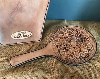 Spanking Paddle Leather Embossed Mandala | BDSM Paddle
