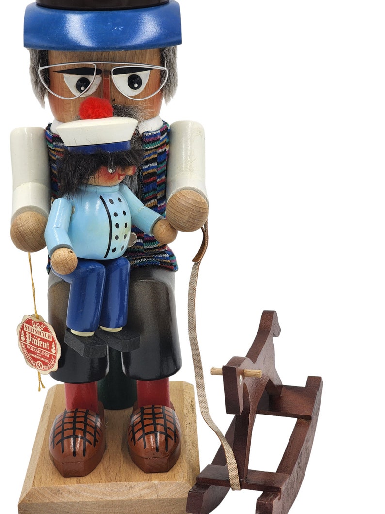 Vintage Steinbach Nutcracker Grandfather Grandson Child Knee Wooden