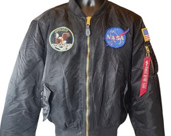 Alpha Industries Ma-1 NASA Apollo Blue Flight Bomber Jacket Youth
