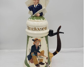 Large Beer Mug Stein 16" Curtis Norman Rockwell 1982 Hobo 1924 Be A Man 1922