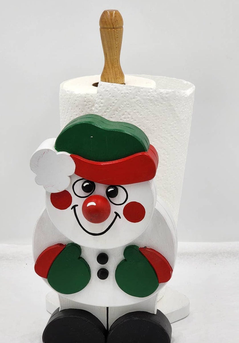 Holiday Theme Touque Snowman Design Metal Paper Towel Holder