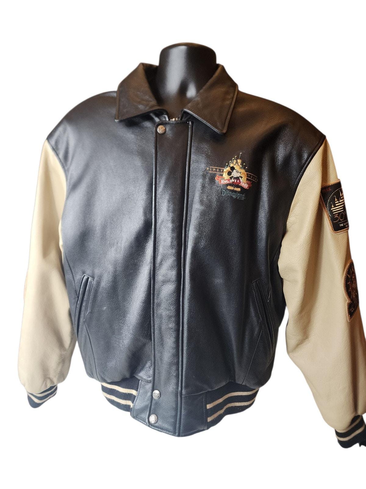 【hope】Disneyland レザージャケット 50周年 Disneyland 50th Anniversary Black Wool Varsity Bomber Leather