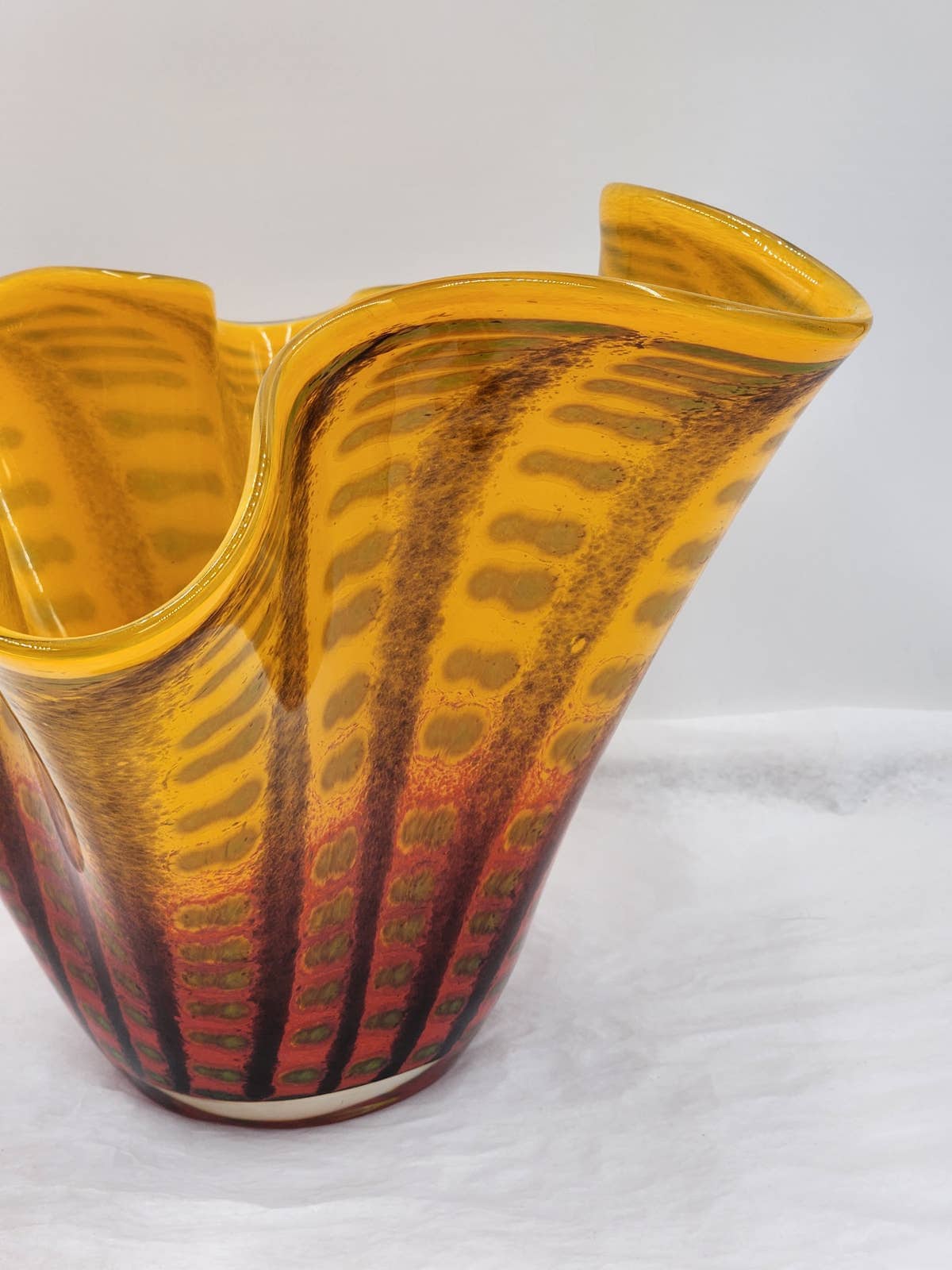 Mihai Topescu Vintage Art Glass Vase Bowl Irregular Shape Artist Signed