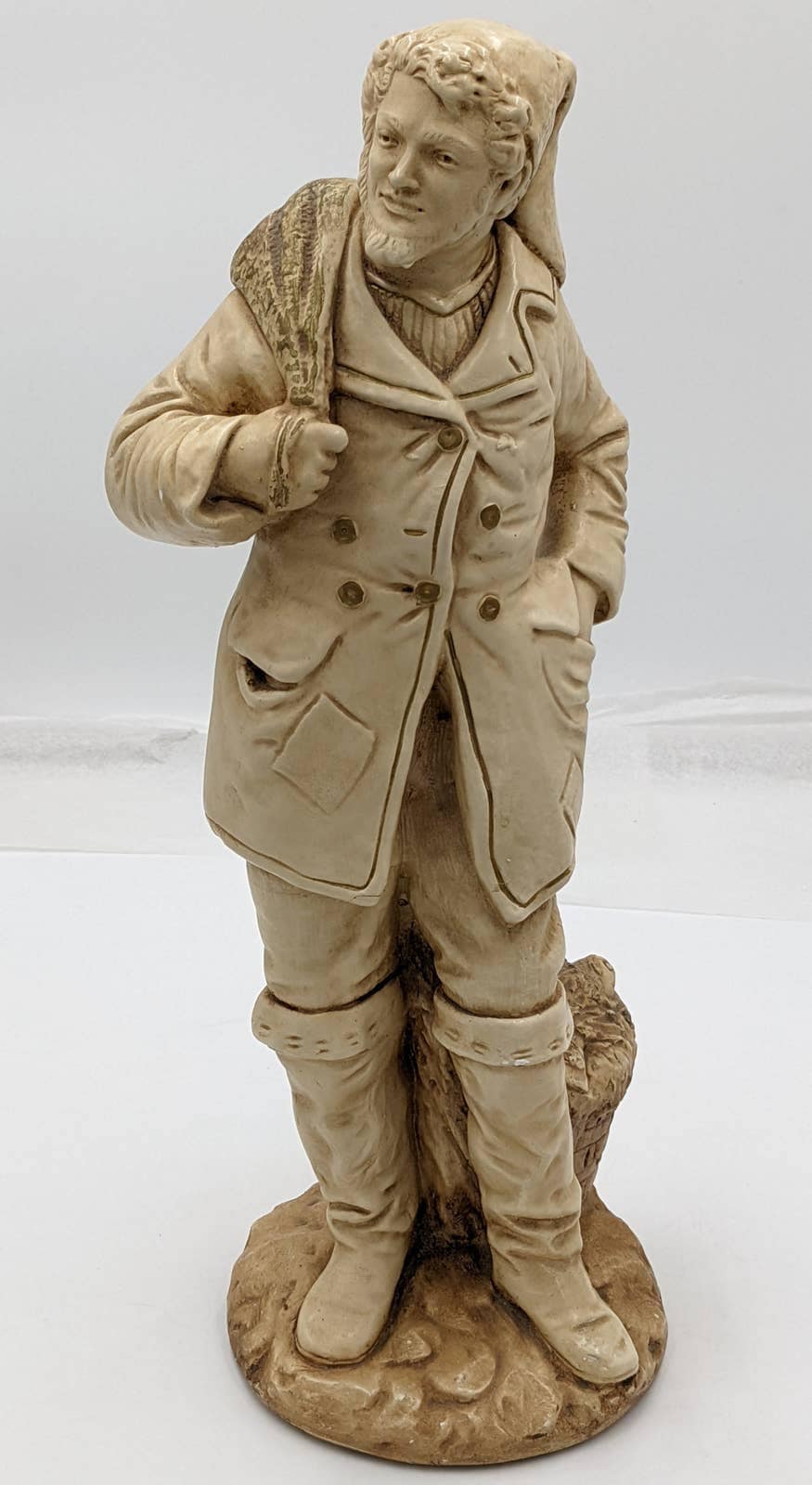 Vintage Marwal Ind Inc Chalkware Fisherman Couple Sculpture 18