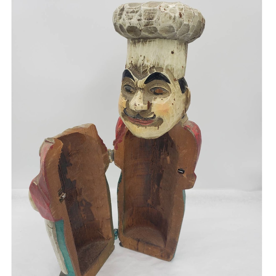 Rare Vintage Italian Chef Wine Bottle Holder Secret Compartment Hide
