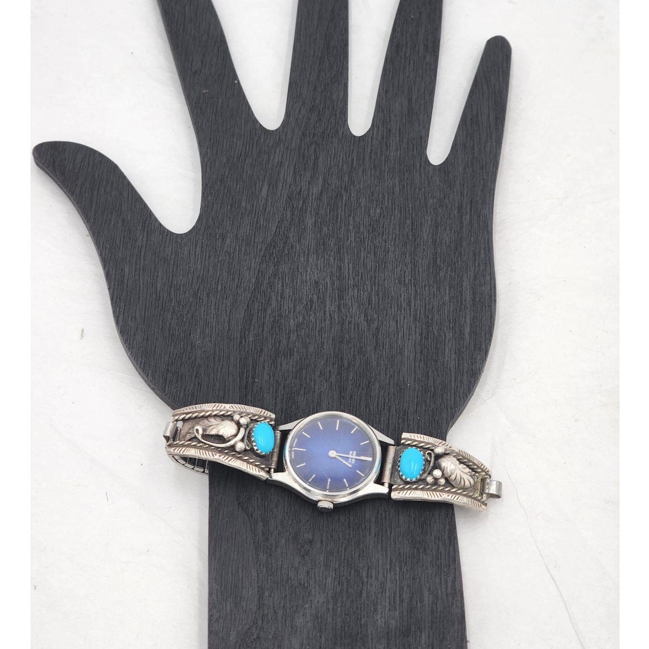 Vintage Silver Tone Blue Dial Wristwatch Decorative Bezel Filigree Cuff Band Silver Vintage Watch Blue Face - Etsy main image 2
