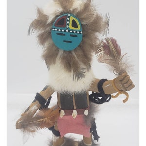Vintage Kachina Doll Masked Sun Face Signed Sherman Handcrafted 11&quot; Tall
