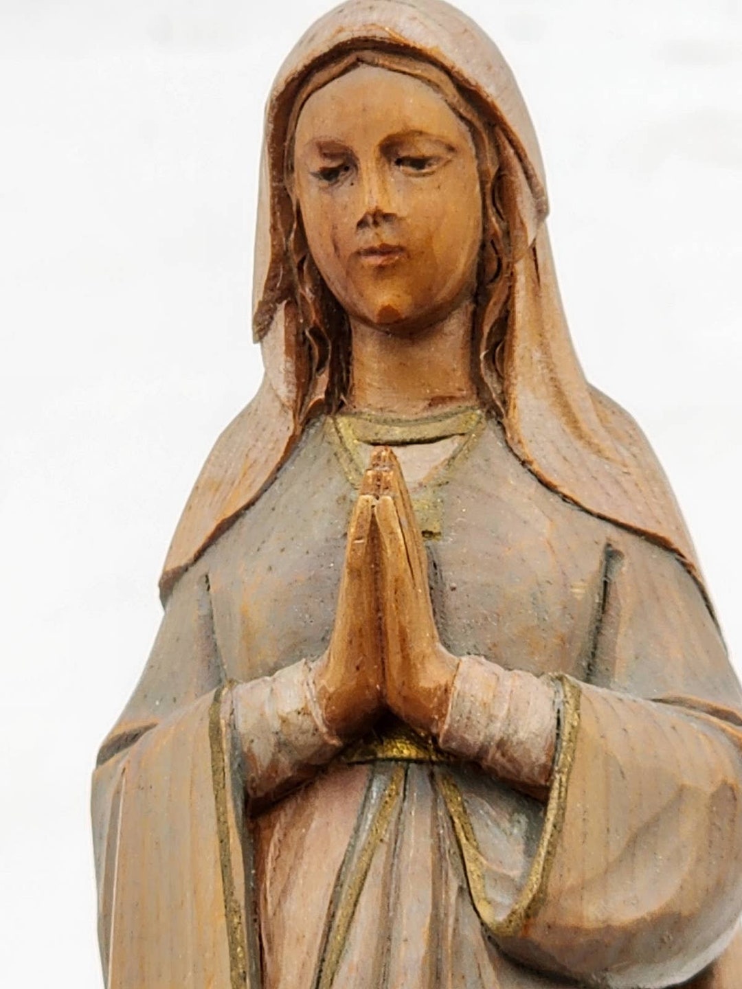 Blessed Mother Mary Statue Praying Madonna Hand Carved Italy Etsy