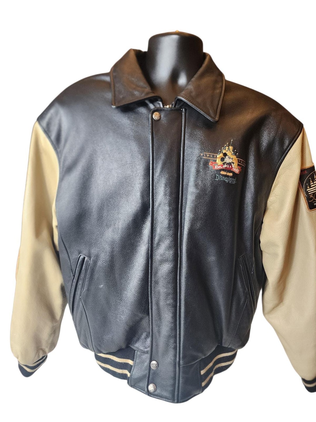 Disneyland Resort Leather Jacket Mens Medium Mickey Mouse