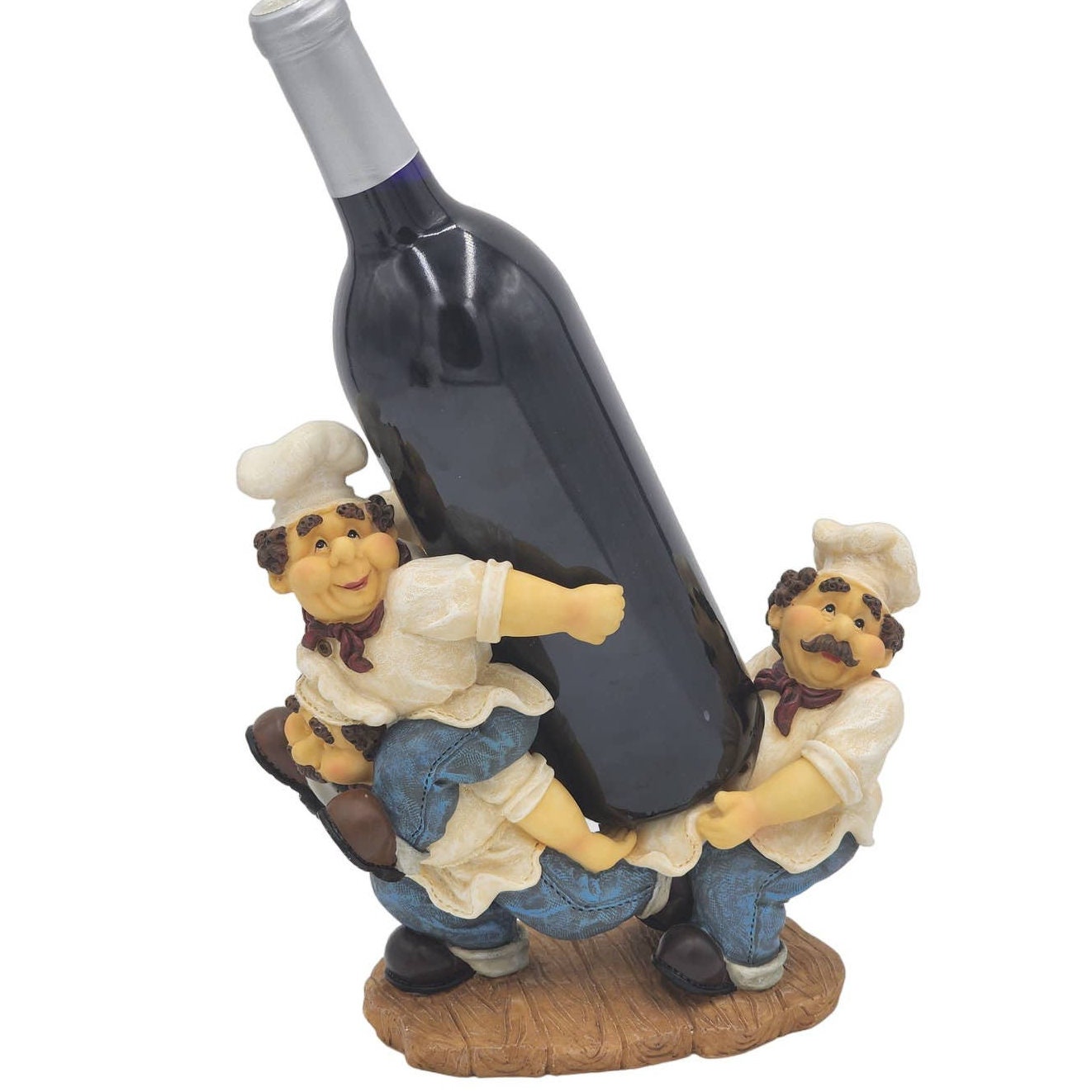 Italian Chefs Wine Holder Storage Figurine 3 Fat Chefs Kitchen Bar