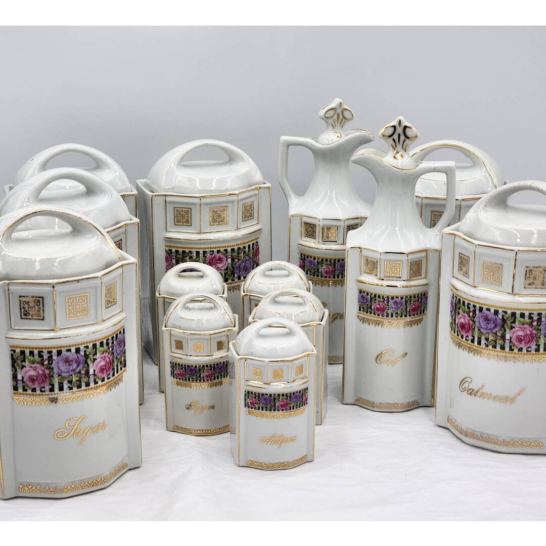 Antique German Canister Set 13 Piece G.M.T. Co Inc Thuringia Etsy