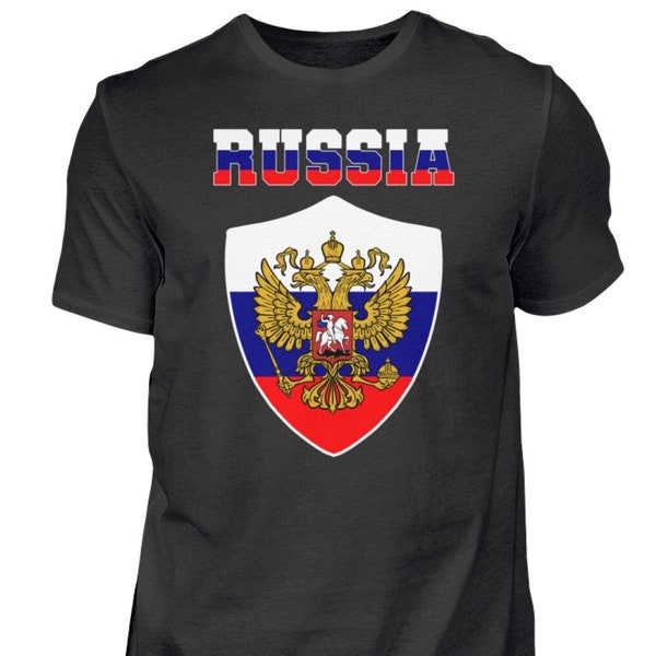 Russland  Russe Russisch Flagge Wappen  - Herren Shirt