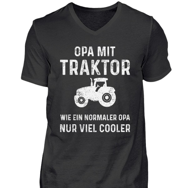Opa Großvater Bauer Landwirt Traktor Lustiges Geschenk  - Herren V-Neck Shirt