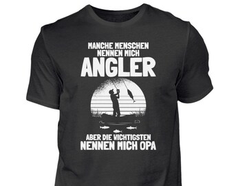 Angler Opa Großvater Angeln Angelrute  - Herren Shirt