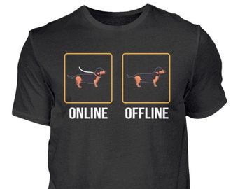 Lustiges Dackel online offline - Rauhaardackel - Dachshund - Geschenk  - Herren Shirt