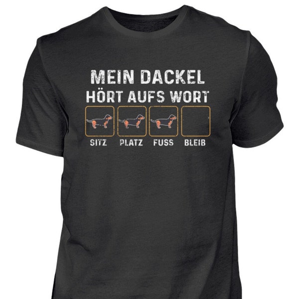 Lustiges Dackel Shirt -  Witziges - Rauhaardackel - Befehle Hört aufs Wort - Geschenk  - Herren Shirt