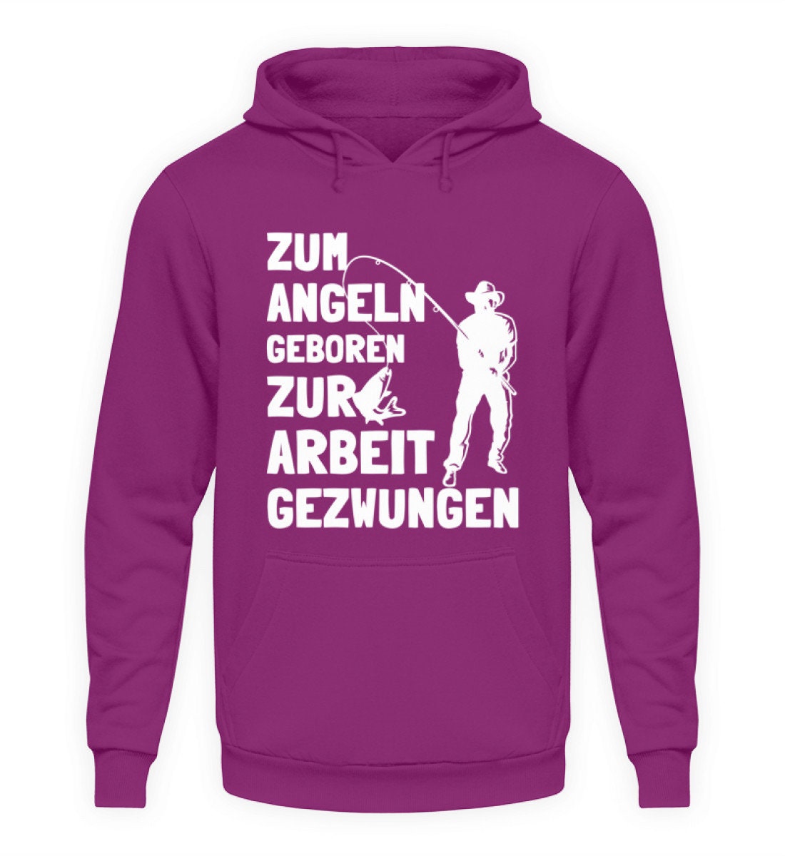 Shirtracer Hoodie Herren – „Zum Angeln Geboren, Zur Arbeit Gezwungen“, 80% Baumwolle, Regular Fit
