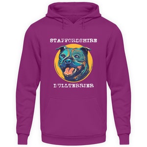 Staffordshire Bullterrier Vintage Unisex Kapuzenpullover Hoodie Magenta Magic