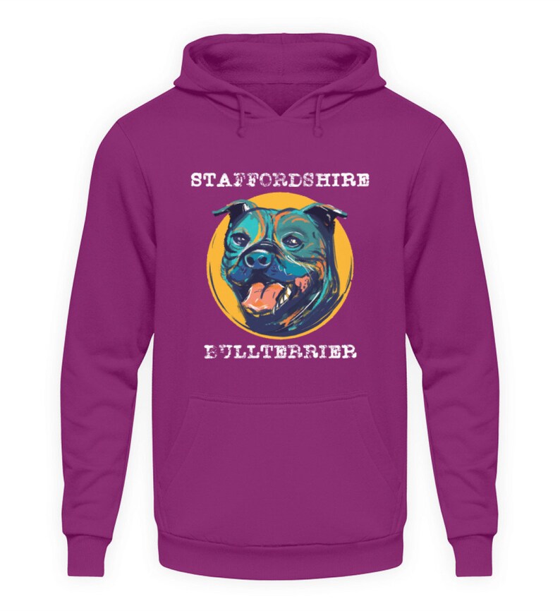 Staffordshire Bullterrier Vintage Unisex Kapuzenpullover Hoodie Magenta Magic