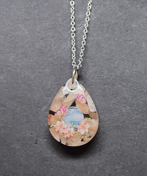 Peach Moonstone and Blue Fire Rainbow Moonstone Crystal Necklace