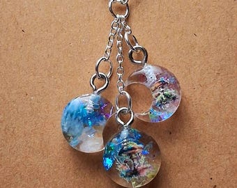 Mushroom Moon Phase Dangle Earrings 925 Sterling Silver French Hooks and Necklace