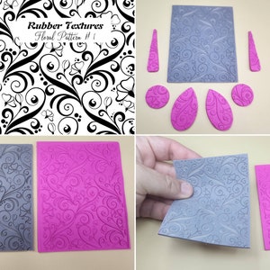 Rubber Stamp for Polymer Clay, Texture Mat, Polymer Clay Texture Sheet, polymer clay stamps, Floral Pattern