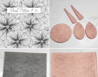 Rubber Stamp for Polymer Clay, Texture Mat, Polymer Clay Texture Sheet, polymer clay stamps, Floral Pattern