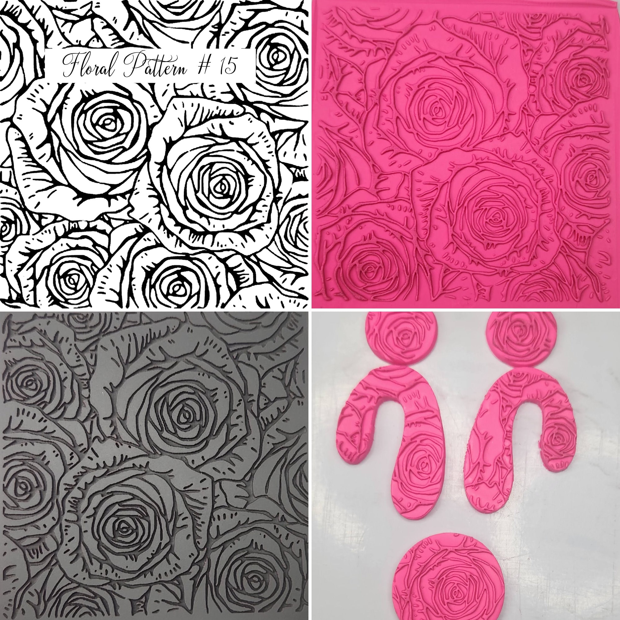 Pottery Stamp / Clay Texture Tool - Rose S40