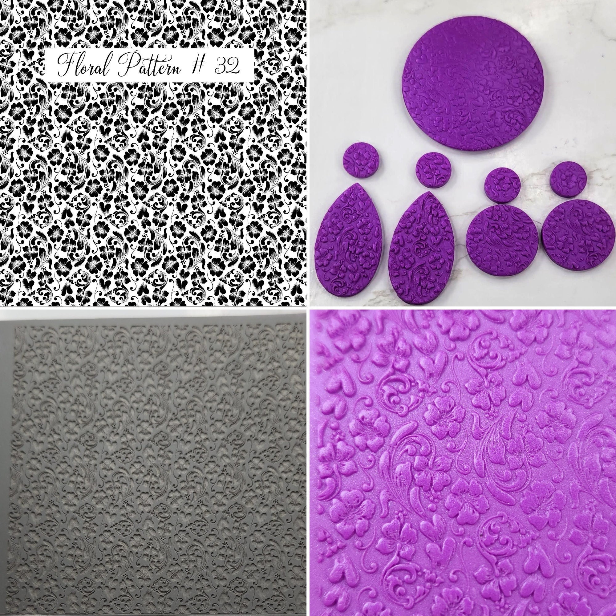 Aromas Rubber Stamp Texture Sheet Mat for polymer clay metal clay mixe