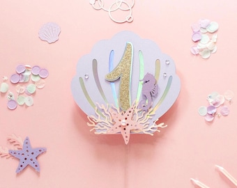 Mermaid 1st Birthday Cake Topper, Under the Sea Party Decor