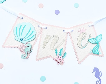 Faixa para cadeirão de sereia, decoração de primeiro aniversário com tema fundo do mar