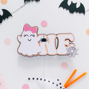 Spooky One Cake Topper, Pink Halloween 1st Birthday Decor