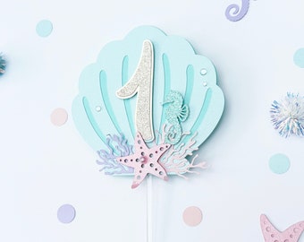 Mermaid 1st Birthday Cake Topper, Under the Sea Party Decor
