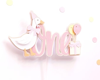 Goose Cake Topper: Pink Vintage 1st Birthday Party Decor