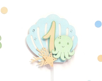 Under The Sea Cake Topper: Octopus 1st Birthday Decoration