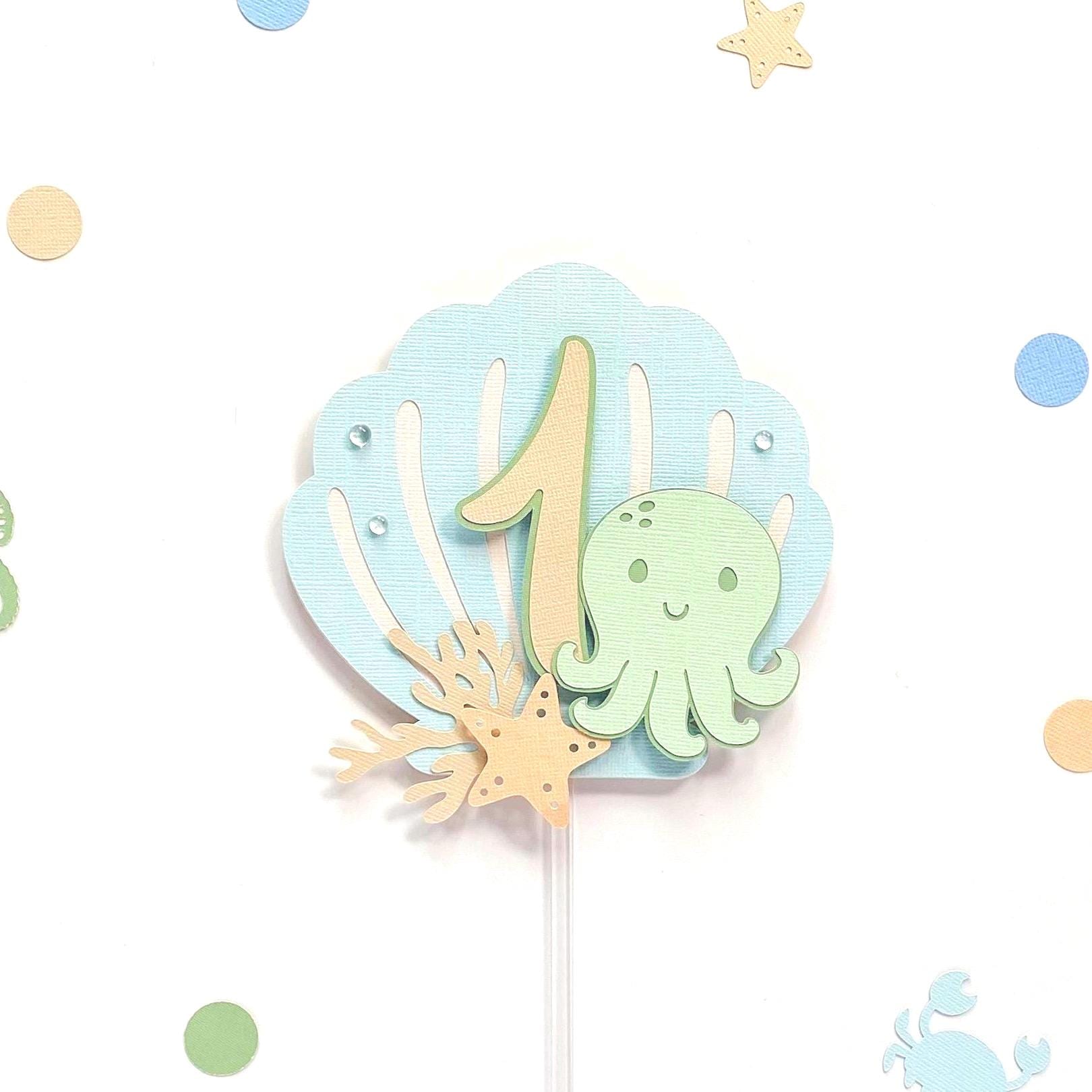 Under the Sea Cake Topper: Octopus 1st Birthday Decoration - Etsy