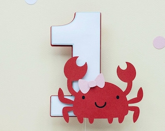 Crab First Birthday Cake Topper: Nautical Under the Sea Decoration