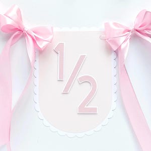 Half Birthday Banner, 1/2 Birthday Decorations, Pink & White Highchair Decor, Half Way to One, Classic Coquette Party Decor