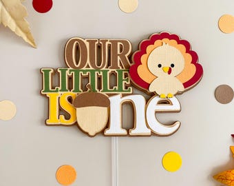 Turkey First Birthday Cake Topper: Autumn Thanksgiving Party Decor