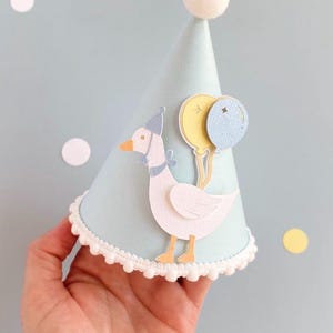 Goose Party Hat, One Silly Goose 1st Birthday Decorations, Blue Vintage Theme Party Supplies & Accessories