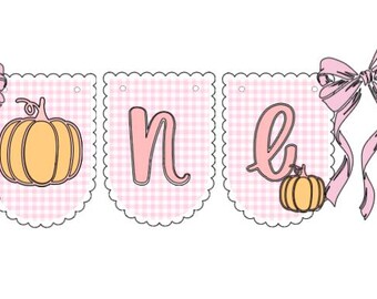Pink Pumpkin High Chair Banner, Fall First Birthday, Cake Smash