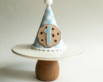 Milk and Cookies First Birthday Hat: Vintage Gingham Party Crown