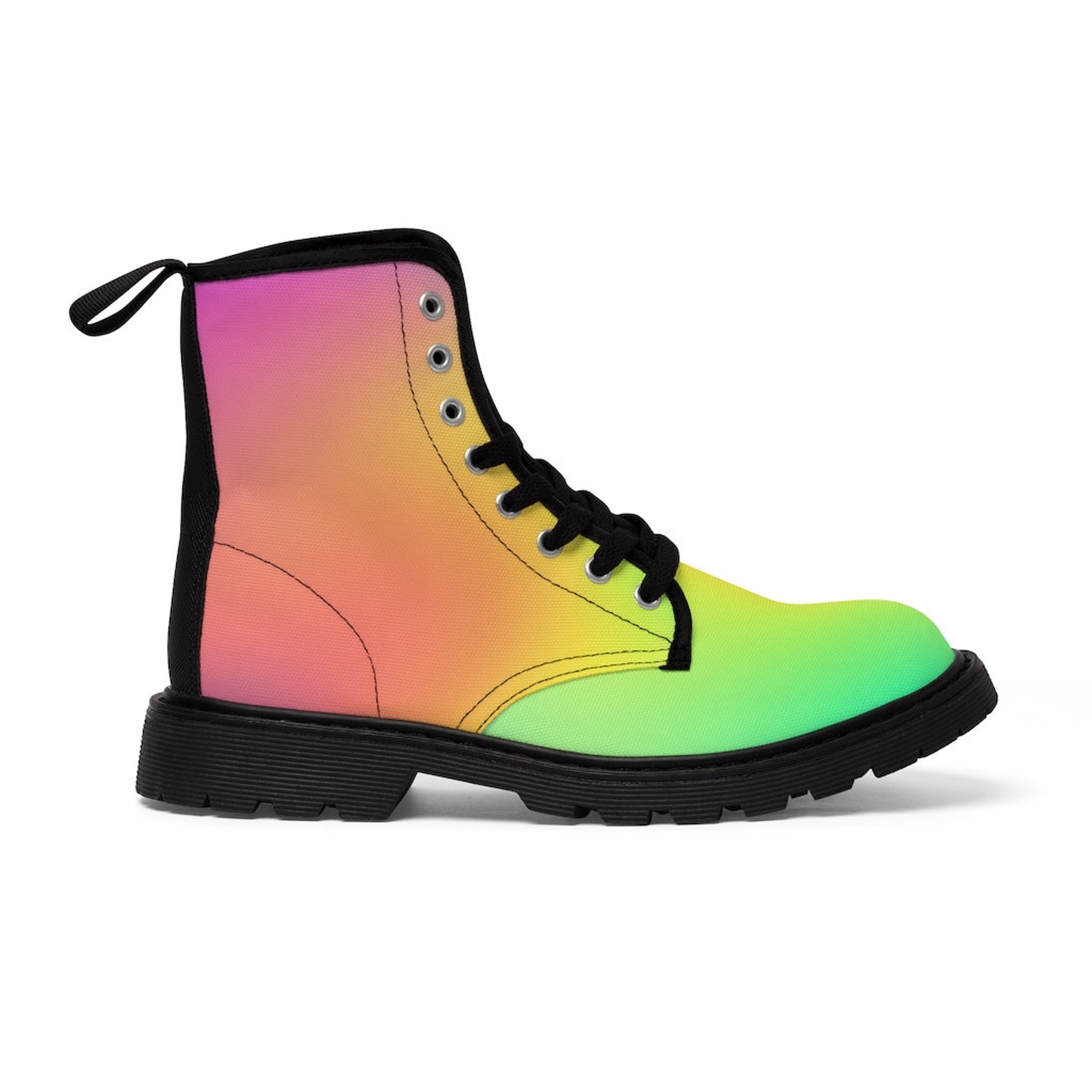 Rainbow Colorful Women's Canvas Boots Etsy