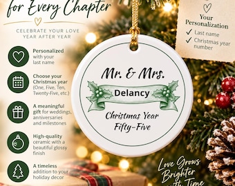 Mr. & Mrs. Christmas Ornament | First Christmas | Milestone Anniversary Ornament |