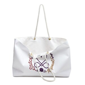 Pray Stitch Repeat Weekender Bag | Knitting needle Crochet hook Heart Design | Project Tote image 6